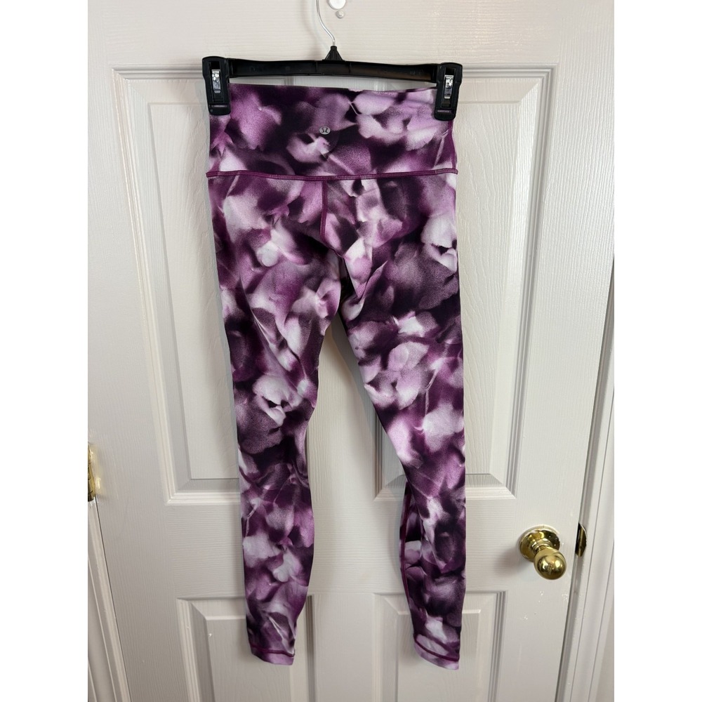 Lululemon Wunder Under Leggings Womens 4 Purple Excellent Abstract Floral Print
